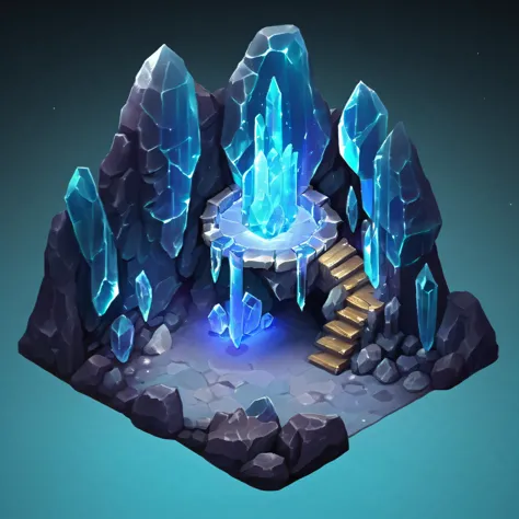 ((masterpiece, best quality)),  absurdres,  Isometric_Setting,  cave,  crystal,  magic,  glowing, <lora:Stylized_Setting_SDXL:1>