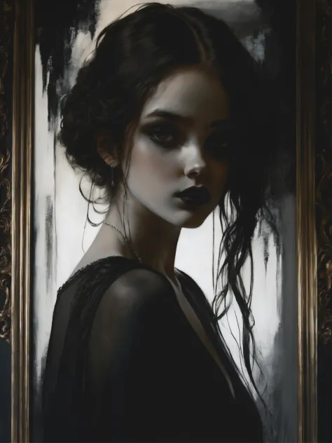 In Casey Baugh's evocative style, a Gothic girl emerges from the depths of darkness, her essence a captivating blend of mystery ...
