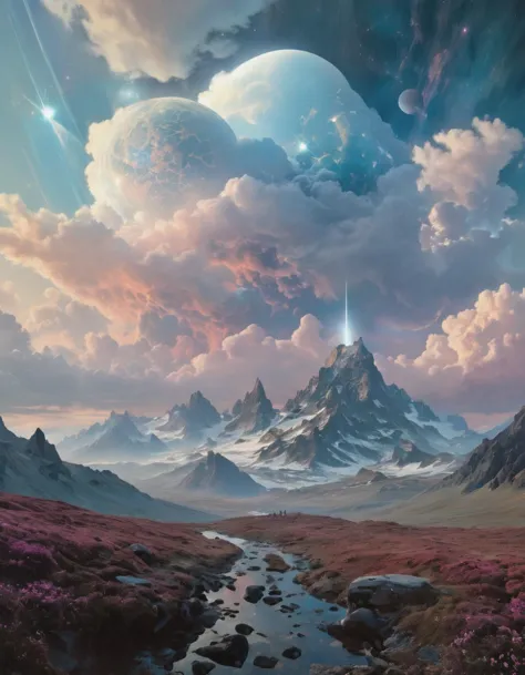 Eine Wolke, die den gesamten Kosmos absorbiert, filmische Landschaft, by Jacek Yurka, Kelly Freas, Filip Hodas, Paul Lehr, Dan Mumford, Max Ernst, Roger Dean, Caspar David Friedrich, Barclay Shaw, Jeffrey Smith, Und McPharlin, best, Rein, gedämpfte, kreativ, positiv, attraktiv, ausführlich, glänzend, großartiger Filmfotografie-Stil, Leichte Maserung, mittelkörnig, grobkörnig, bl4ckl1ghtxl 