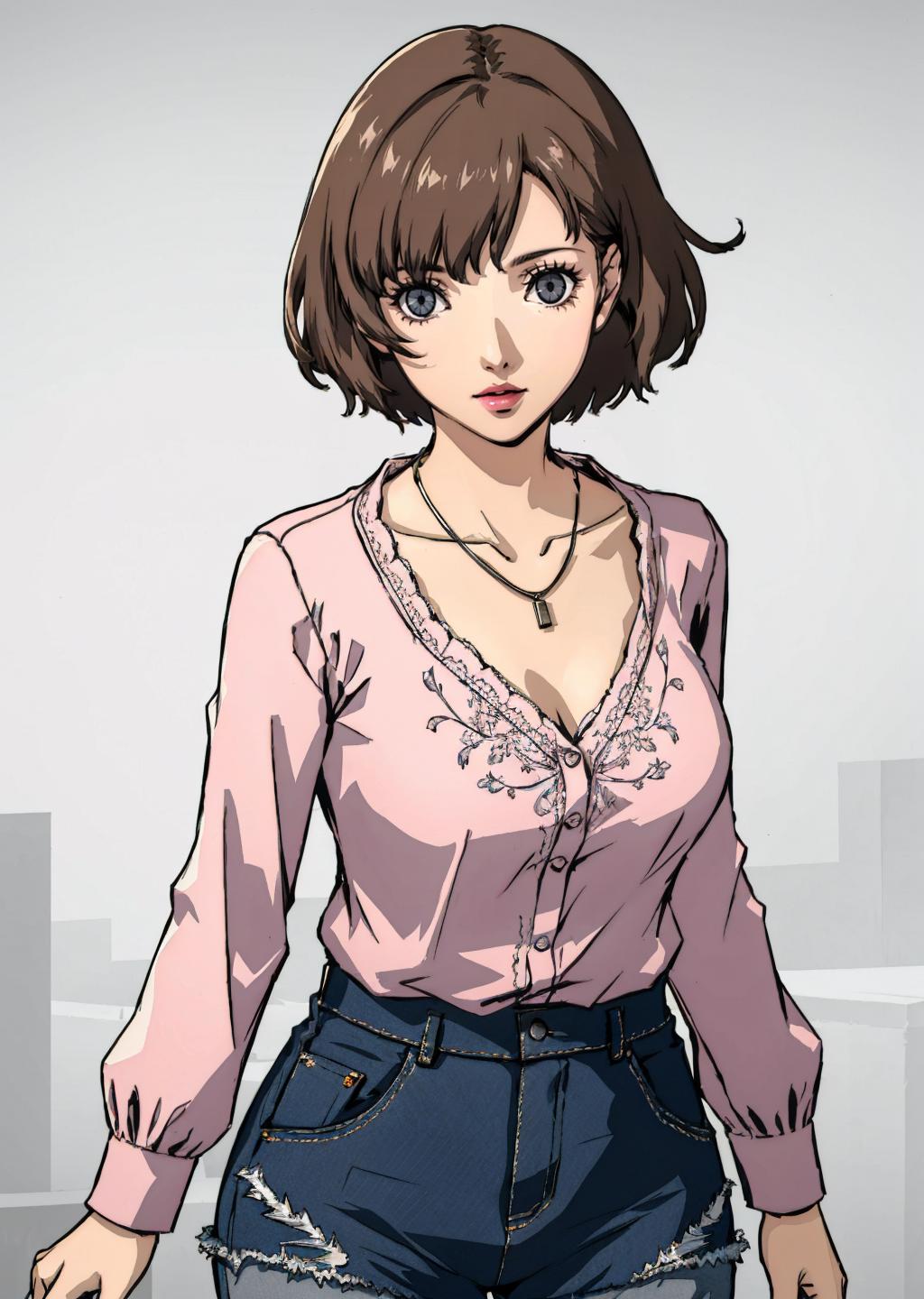 Anime - style picture of a woman in a yellow blouse and jeans - SeaArt AI