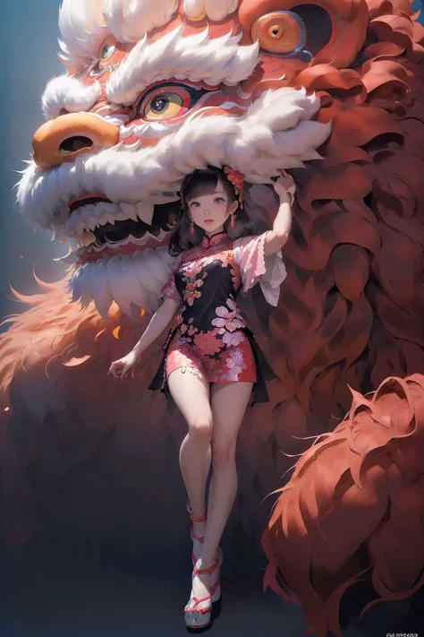 <lora:LionDanceV1:0.7>,lion_dance,full body,, (masterpiece, best quality, high quality, highres, ultra-detailed),