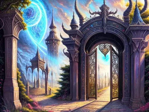 La puerta al reino eterno de las sinapsis, fantasía, arte digital, alta definición, detallado.