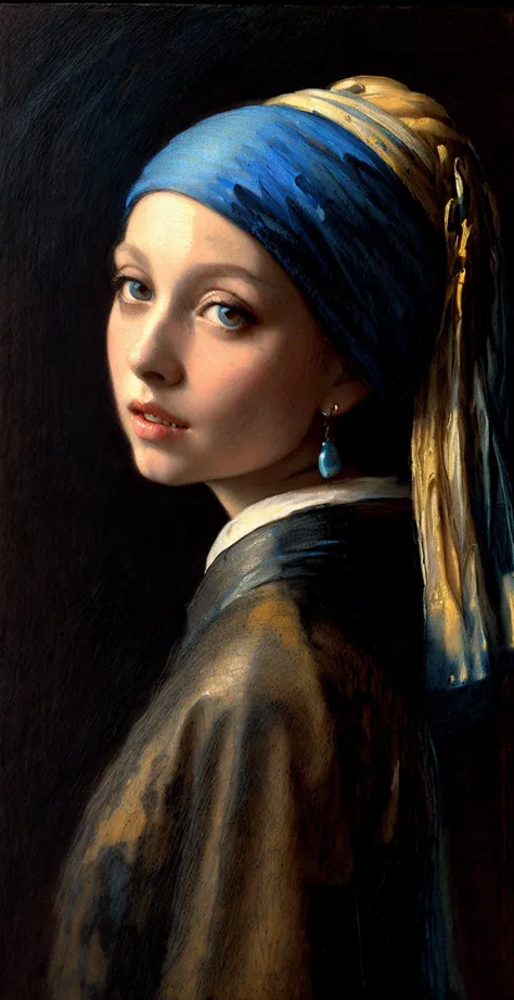 a painting of a girl with a pearl earring and a pearl earring