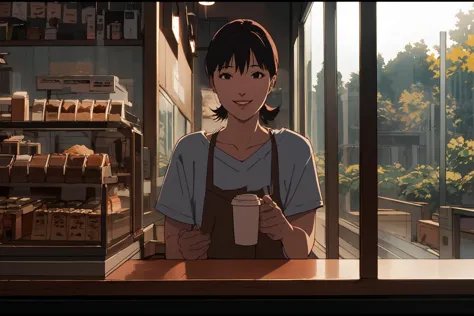 (RAW photo, best quality), 1girl,  natural lighting, upper body, coffee shop, smile,
<lora:satoshi_kon_art_style_v1_2-000007:1>,...