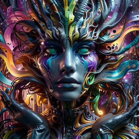 Hallucinogenic psychedelic art Dystopian Human Hands Moulding together to form a face , horror,DMT,LSD,A distorted perception of...