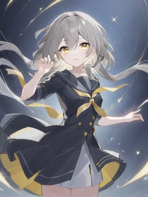 <lora:xl_xing girl-000008:1>,xing girl,Gray hair,Yellow Eye,sailor dress,