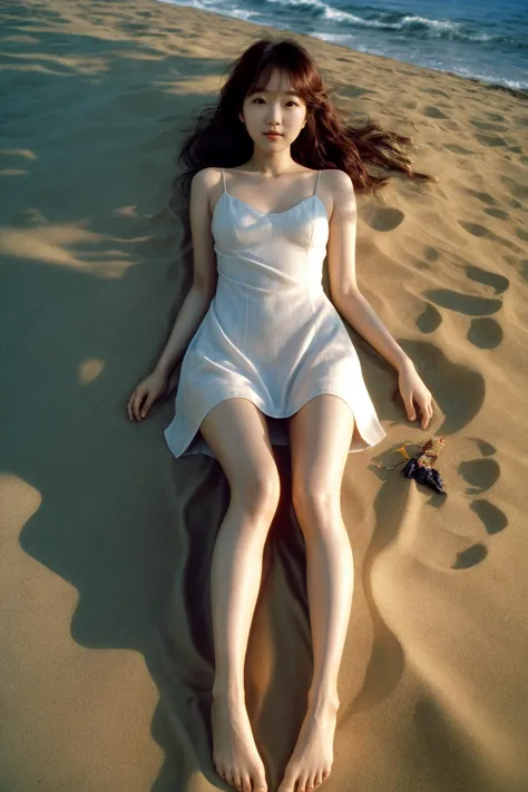 [sweet dreams about : analog photo of:0.25]
[an adult Korean fashion model :[Lee Sung-kyung | Irene Kim]:0.1],
long legs, tiny dress, sunshine, bare feet, subsurface scattering, romantic