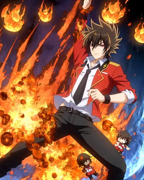 anime characters in a suit and tie are flying through the air