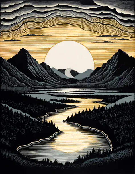 beguiling muscular zany Conceptual Art diesel Woodcut Landscapes