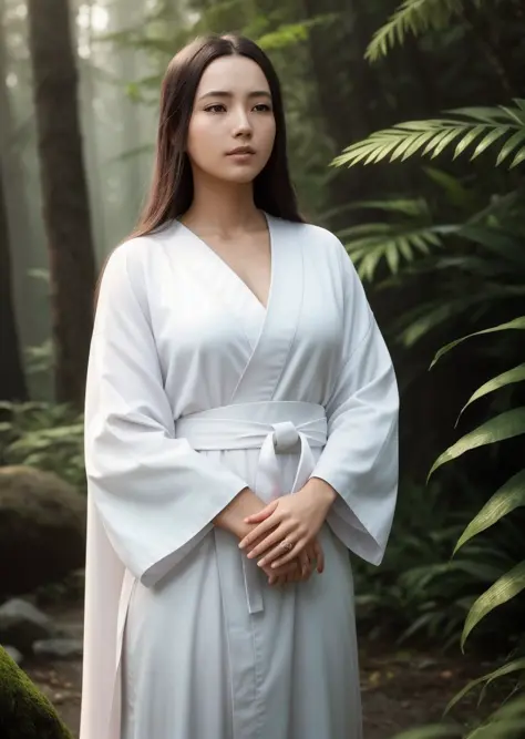 a monk is meditating, wearing a white robe in the temple, the temple is in the forest, raw photo, surreal photo, unreal engine 4, 8k, super sharp, detailed colors, wide color coverage , extreme scene detail, shading, anti-aliasing, error detail smoothing,raw photo, surreal image, unreal engine 4, 8k, super sharp, detailed colors, wide color coverage, extremely high scene detail, shading, anti-aliasing, error detail smoothing, raw photo, surreal photo, unreal engine 4.8k, super sharp, detailed color, wide color coverage, scene detail extremely tall object , (8k, RAW photo, best quality, masterpiece:1.2), (realistic, photo-realistic:1.37),modelshoot style, (extremely detailed CG unity 8k wallpaper),professional majestic oil painting by Ed Blinkey, Atey Ghailan, Studio Ghibli, by Jeremy Mann, Greg Manchess, Antonio Moro, trending on ArtStation, trending on CGSociety, Intricate, High Detail, Sharp focus, dramatic, photorealistic painting art by midjourney and greg rutkowski, scene detail extreme objects, shading, anti-aliasing, error detail smoothing