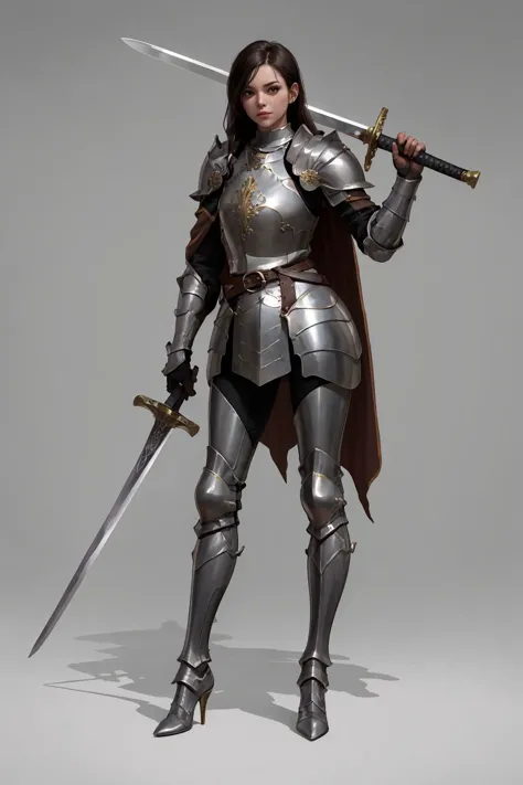 Female knight with holding a sword