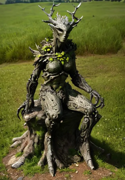 <lora:Spriggan:0.8>, Spriggan, sitting, the thinker, (masterpiece, best quality, absurdres, detailed, ultra-detailed:1.3), (high...