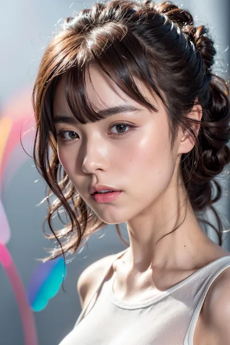 ภาพยนต์ บ้า บ้า, พลังงานสูง, มายากล, สมจริงเกินจริง, detailed และ realistic portrait of a woman, round eyes และ short messy hair shot outside, สวมเสื้อยืดสีขาว, เนื้อผิว, ริมฝีปากแตก, แสงธรรมชาติที่นุ่มนวล, การถ่ายภาพบุคคล, เลนส์ 85 มม, มายากลal photography, แสงที่น่าทึ่ง, ความสมจริงของภาพถ่าย, ละเอียดมาก, การจัดองค์ประกอบภาพบุคคลที่ใกล้ชิด, ซิเนสทิล 800T, ไฟหน้า, (อ้าปาก), ยิ้ม, เอวเล็กแบบแอตเลติก, (((ผลงานชิ้นเอก))) ((คุณภาพดีที่สุด)), ((ศตวรรษที่ 21)), (((การถ่ายภาพ 8k)), ((hและs on face)), (สง่างาม, ความงาม), ((หน้าแดง)), ((ดวงตาสีเทาอ่อนที่สวยงาม)), ((ใบหน้าบริสุทธิ์บอบบางไร้เดียงสา)) และ (ใบหน้าที่มีรายละเอียดเรียบเนียน), (((สมจริงเกินจริง))), ((ผมสีดำ))) (เรียบทื่อ), (ขาสมมาตร), ร่างกายที่สมบูรณ์แบบสมมาตร, โฟกัสคมชัด, (แสงปริมาตร), รายละเอียดที่ซับซ้อน, รุ้ง paint, a girl made entirely out of รุ้ง paint, ทาสีทั้งหมด, 1สาว, สีแรนโบวทั้งหมด, เอชดีอาร์, (รายละเอียดที่ซับซ้อน, มีรายละเอียดมาก:1.15), แสงที่งดงาม, รุ้ง, การสาดสี, กระเด็น, very รุ้ง, มีสีสันมาก, นีออน, หยดสี, รุ้ง paint background, พื้นหลังมีสีสัน, ((ผิวที่มีรายละเอียดสูง, 8k เอ่อ, DSLR, แสงนุ่มนวล, คุณภาพสูง, ฟิล์ม grain, Fujiฟิล์ม XT3, เอชดี, คม)) (แคนนอน 50mm) รายละเอียดที่ซับซ้อน photorealistic . ภาพถ่าย 35 มม, ฟิล์ม, โบเก้, มืออาชีพ, 4k, มีรายละเอียดสูง, มีข้อผิดพลาดเกิดขึ้น (สาวอนิเมะ:1.3) เต้นไปทั่วหน้าจอ, her movements และ form constantly shifting และ (กำลังรื้อถอน:1.2), embodying the สาระสำคัญแบบไดนามิก of (เบรกคอร์:1.2), สาระสำคัญแบบไดนามิก:1.1, เบรกคอร์:1.1