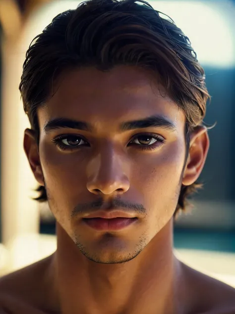 a close up of a man with a shirt on posing for a picture