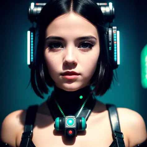 portrait cyberpunk de style analogique d'une fille mignonne, Beau