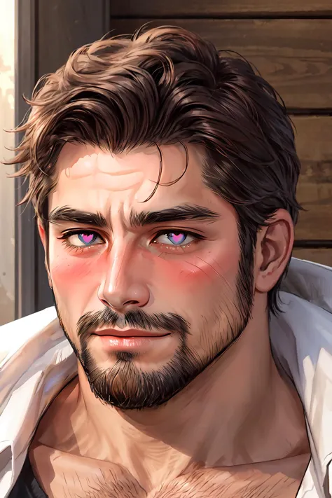 <lora:torogao_v5-000010:1>, ((torogao,FULL-FACE BLUSH, HEART-SHAPED PUPILS, face focus, close-up, upper body)), bara, mature, muscular male, facial hair, male, bara, mature, facial hair