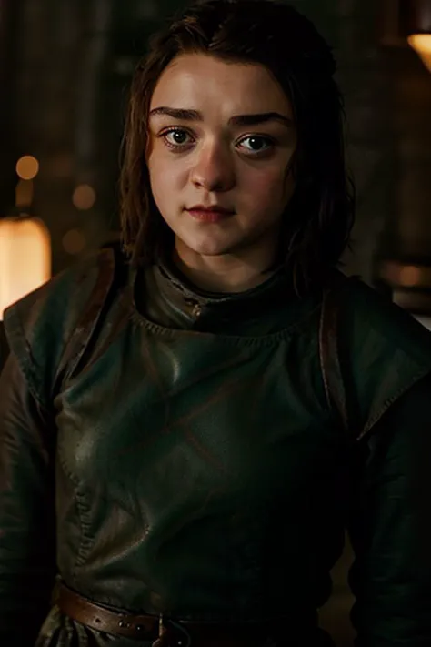 A highly detailed cute photograph of 20MWAS23 as Arya Stark little girl, game of thrones, cinematic lighting, cinematic depth of field, 8K