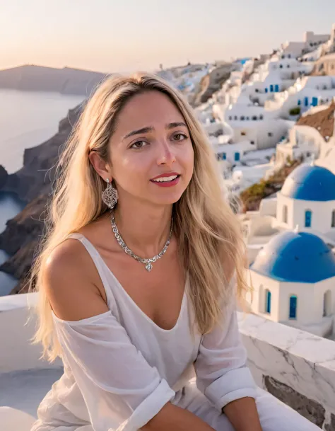 a woman sitting on a wall with a view of the ocean