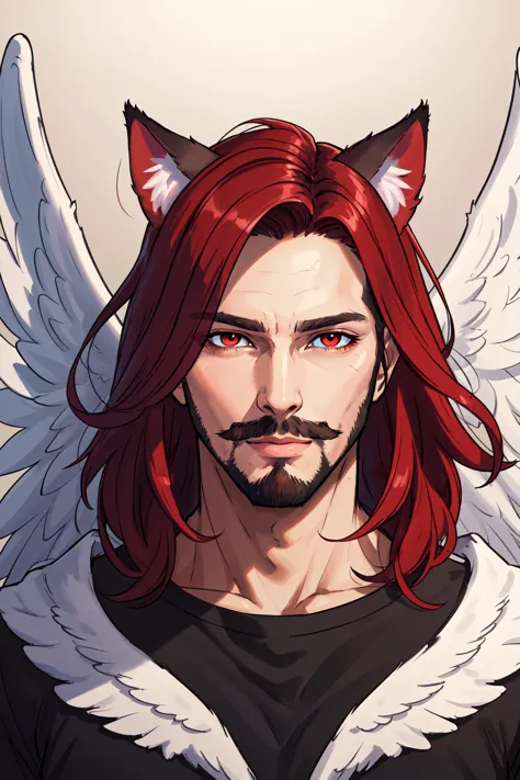 a drawing of a man with red hair and a cat ears