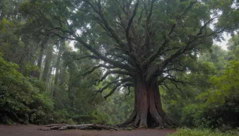 A colossal redwood tree, its towering trunk and sprawling branches a living testament to centuries of growth. captured on a sony...