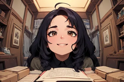 (masterpiece:1.4), high quality, high definition, sharp focus, detailed face, anime, best quality, 4k, 8k, absurd resolution, intricate detail, detailed eyes, animation, illustration, highly detailed, highres, extremely detailed, ETO_OCC, black hair, curly hair, longhair, thick eyebrows, long hair, (looking at viewer:1.4), (plump:1.2), (hazel eyes:1.3), lora:perfetfingers:1>, OverallDetail, Illust-InstaFilter, hotify, edgQuality, Earth-QualityPos, BodyPositive, Best_QualityPos, applecheek, 1girl, large breasts, indoors, (perfect arms), (detailed hands) gasping, ecstasy, seductive smile, (random pose, posing to viewer), Hands on either side of head, looking up