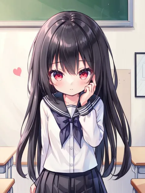 ,(masterpiece),(highres),(high quality),
,(cute girl:1.2),(solo),(skinny), (petite:1.4),
,(black hair:1.3),(red eyes),(long hair:1.2),
,(school uniform),(white shirt),(black skirt),
,(school),(classroom),(sakura),
,(looking at viewer),
,<lora:Detail Tweaker:0.5>,