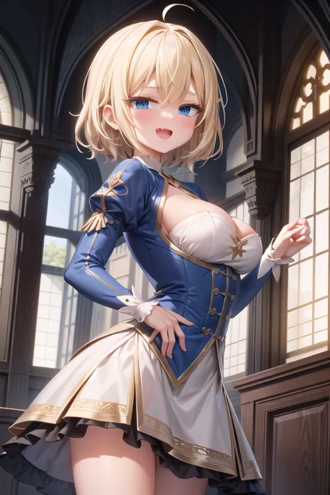 <lora:smirkingeye_v200:1>, insanely detailed, absurdres, ultra-highres, ultra-detailed, best quality,
1girl, solo, nice hands, perfect hands,
BREAK
princess, princess dress with many frills, teara on hair,
happy smile, laugh, open mouth,
standing, seductiv...