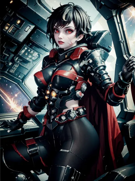 a woman in a futuristic suit holding a gun in her hand