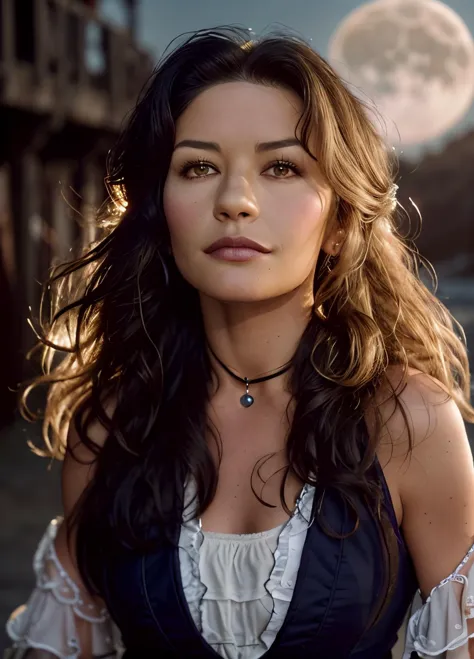 a close up of a woman with long hair and a necklace