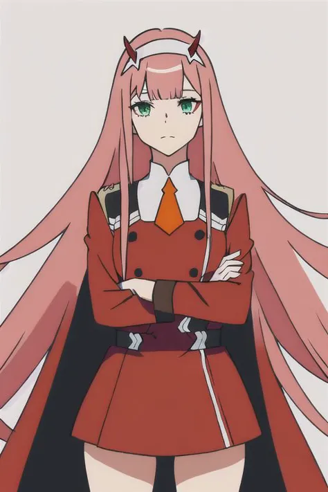 zero two \(darling in the franxx\), darling in the franxx, 1girl, bangs, black eyeliner, blunt bangs, character name, closed mou...