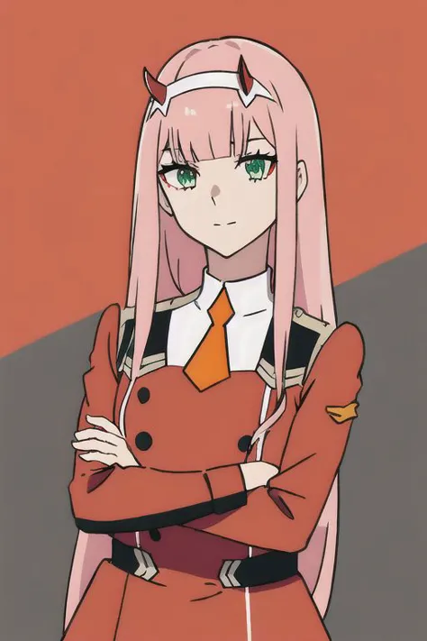 zero two \(darling in the franxx\), darling in the franxx, 1girl, bangs, black eyeliner, blunt bangs, character name, closed mou...