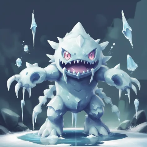 digital painting,shrieking pondgolem, Ice type<lora:EnvyMonXL01:1>