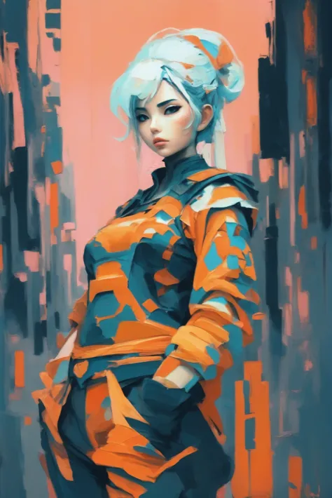 <lora:envystarlightthickpaletteknife02:1.6>oil painting, palette knife, thick brush strokes, epic cyberpunk, anime style, (full ...