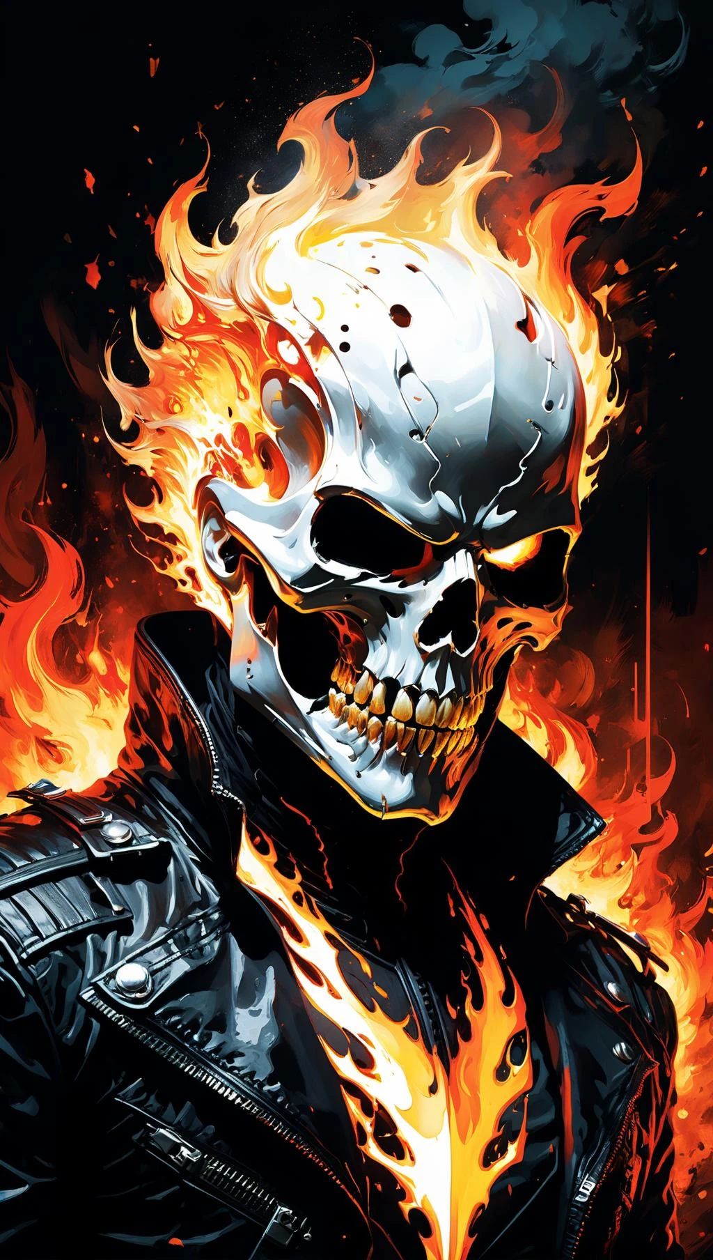 A ultra realistic poster of Ghostrider onfire in the red matrix, by ...