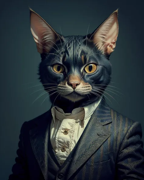 arafed cat in a suit with a bow tie and a collar