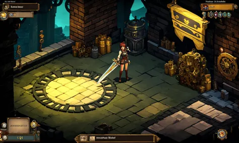 a screenshot of a woman standing in a room with a sword