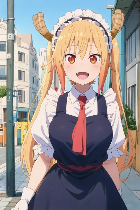 anime girl with long blonde hair and a red tie