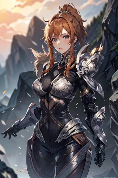 <lora:HXarmour_027:0.9>,mountain,Battle pose,, hxarmour,1girl,(orange armour:1.3),, ultra-detailed,extremely delicate and beauti...