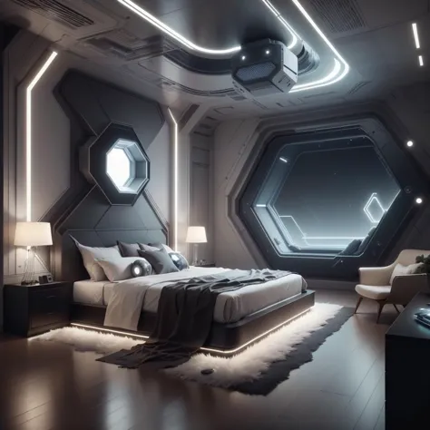 ledarraytech , scifi,   geometrical ,   tron, 
futuristic bedroom