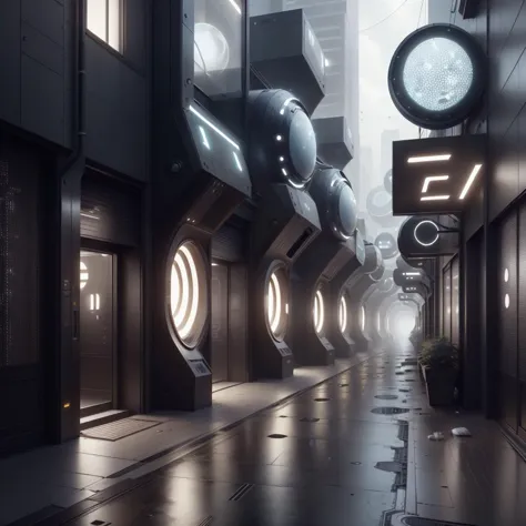 <lora:LEDarrayTech-20:0.8> , ledarraytech , scifi,   geometrical ,   tron, 
alleyway