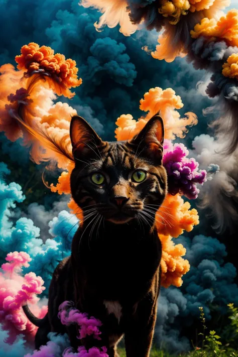 Coloré_fumées, un chat 