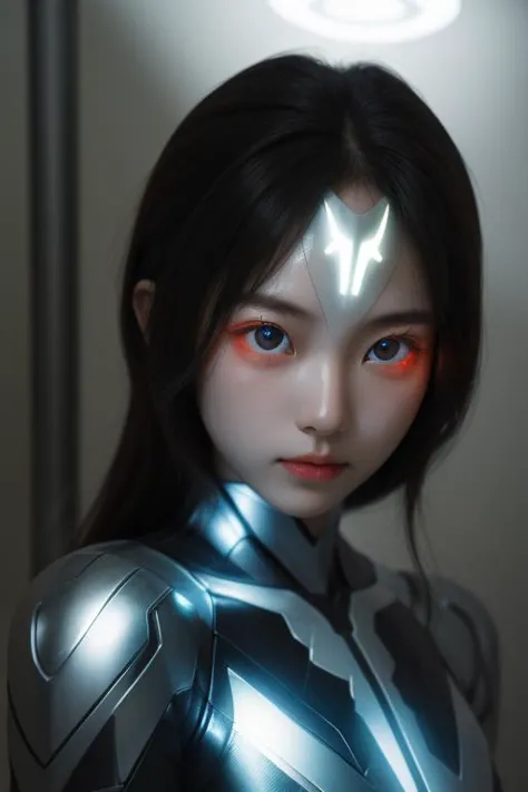 1girl,ultraman,delicate features,glowing eyes,glowing,<lora:å¥½åç±³-Ultraman-000009:0.3>,