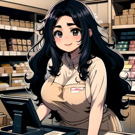 anime girl in a store with a cash register