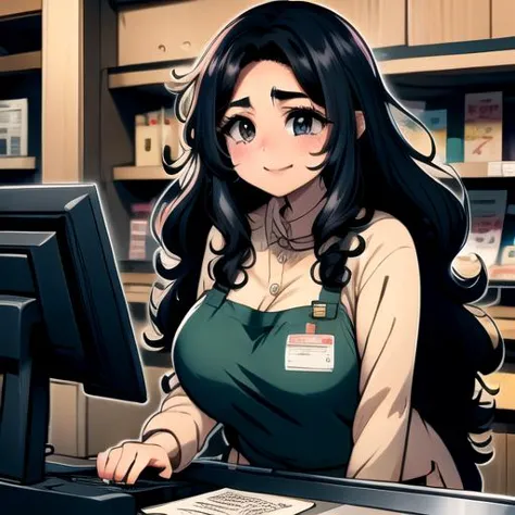 anime girl sitting at a desk with a computer in front of her