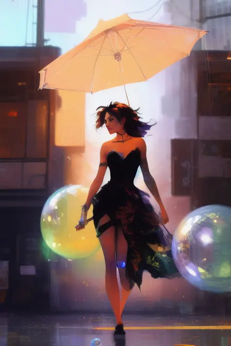 samdoesarts style drunken beautiful woman as delirium from sandman, (hallucinating colorful soap bubbles), by jeremy mann, by sandra chevrier, by dave mckean and richard avedon and maciej kuciara, punk rock, tank girl, high detailed, 8k