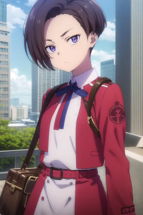 fukiharukawa, <lyco:fukiharukawas1-lyco-nochekaiser:1>, 
fuki harukawa, short hair, forehead, brown hair, (purple eyes:1.1),
bre...