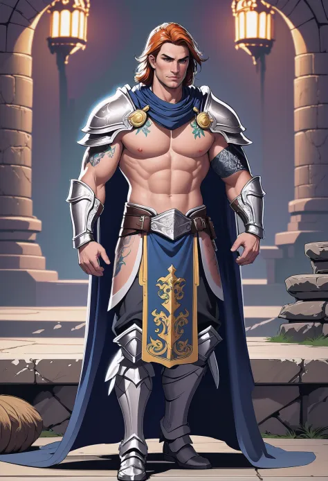 male, man, ruggedly handsome paladin, tattoo