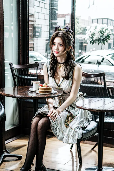 there is a woman sitting at a table with a plate of food