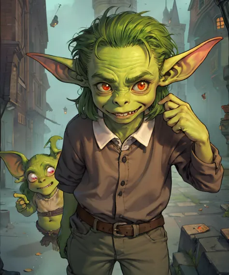 a cartoon picture of a man with green hair and a green face