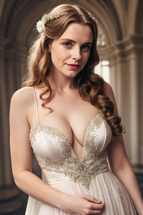 solo,1woman,cleavage,gown,cafe,